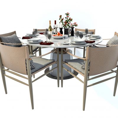 北欧餐桌椅碗碟组合