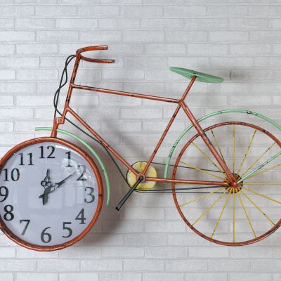 自行车钟表背景墙饰