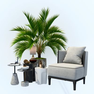 新中式休闲椅植物组合