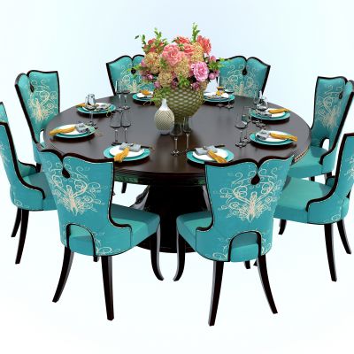 美式餐桌椅碗碟组合