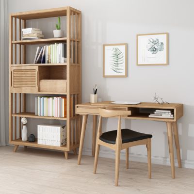 实木 书桌 书柜 