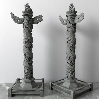 柱子，石狮子3D模型