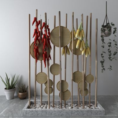 隔断，屏风，辣椒，玉米，盆栽