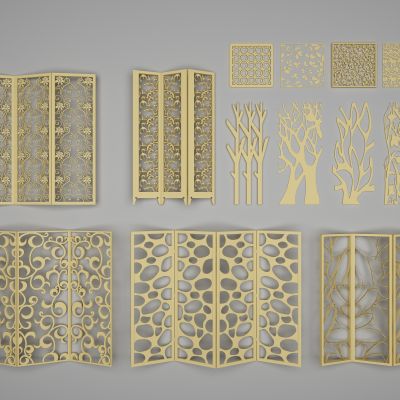 新中式现代金属屏风隔断