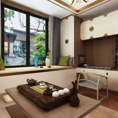 中式新中式榻榻米卧室