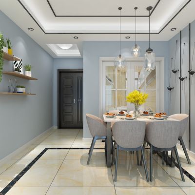 餐厅，餐桌，子母门