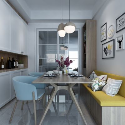 餐厅，餐桌，酒柜