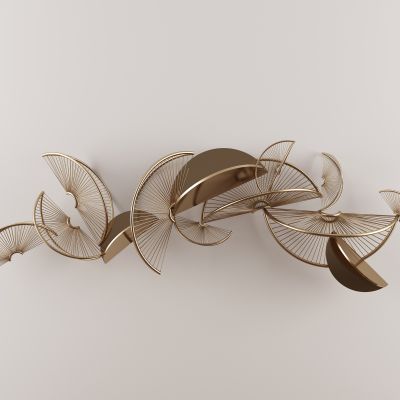 新中式金属扇形墙饰挂件