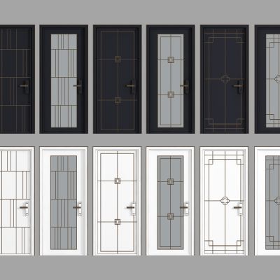 新中式实木门玻璃门组合