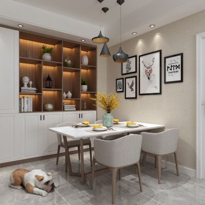 餐厅，餐桌，酒柜