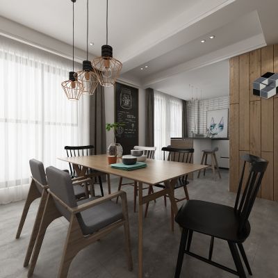 餐厅，餐桌，吊灯，吧台