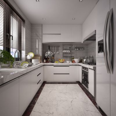 厨房，橱柜，冰箱