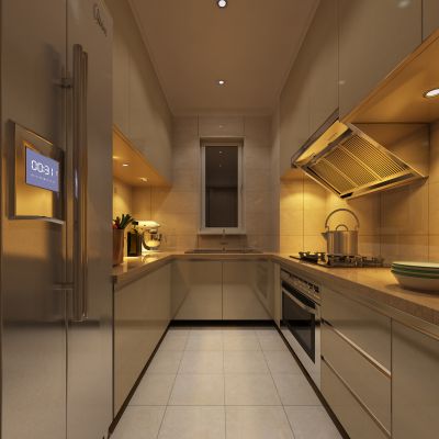 厨房，橱柜，冰箱