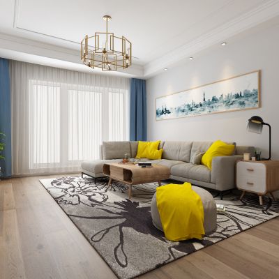 客厅，组合沙发，吊灯