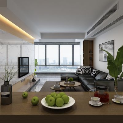 客厅，组合沙发，电视柜，电视墙