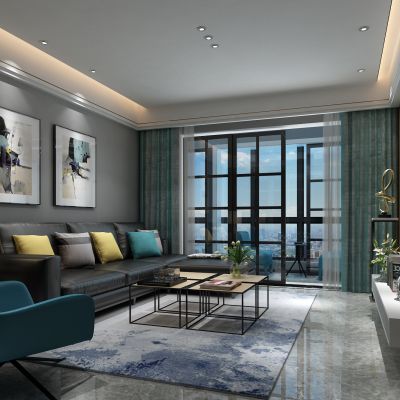 客厅，组合沙发，电视柜，电视墙