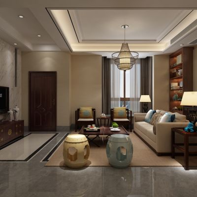 客厅，组合沙发，电视柜，电视墙