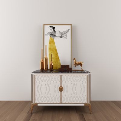 现代轻奢边柜摆件装饰画组合