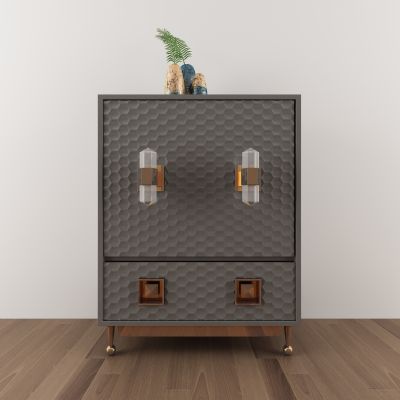 现代棕色金属边柜组合