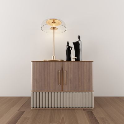 现代新中式边柜台灯组合