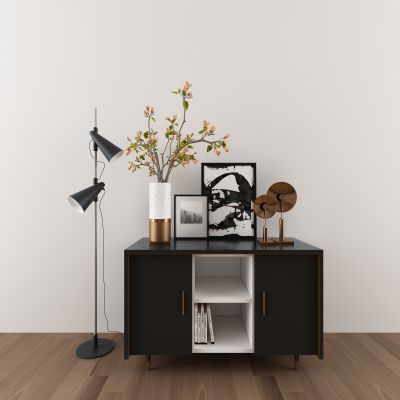 现代轻奢边柜落地灯摆件组合