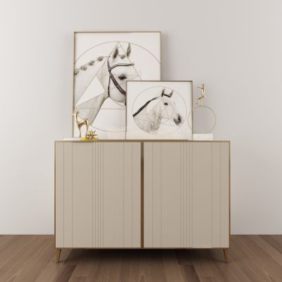 现代轻奢边柜挂画摆件组合