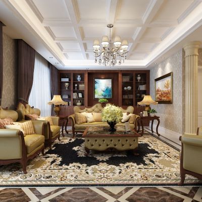 客厅，组合沙发，书柜