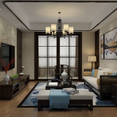 客厅，组合沙发，电视柜，电视墙