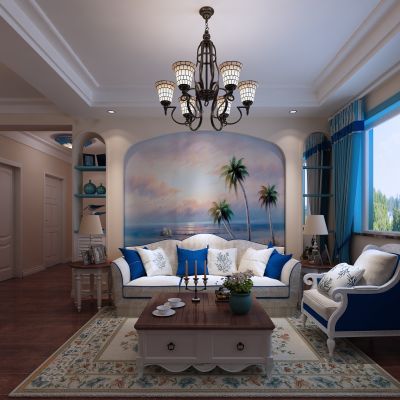 客厅，组合沙发，电视柜，电视墙