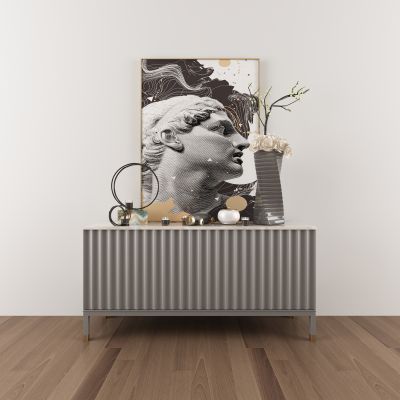 现代边柜挂画摆件组合