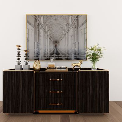 现代商务边柜挂画组合