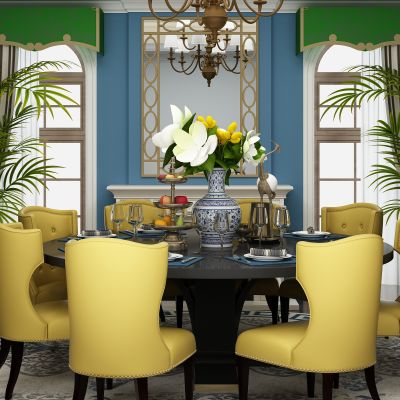 美式餐桌椅组合