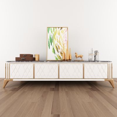 现代轻奢边柜摆件装饰画组合