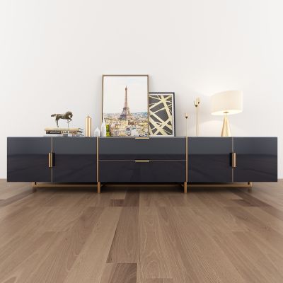 现代蓝色边柜摆件台灯组合