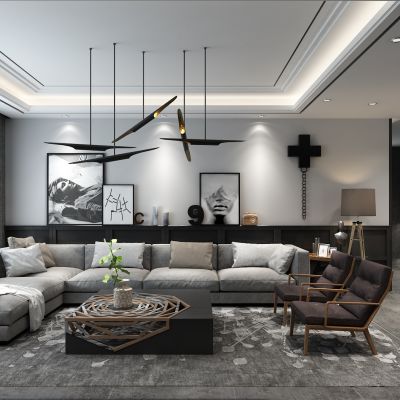 客厅，组合沙发，吊灯