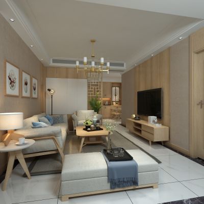 客厅，组合沙发，电视柜，电视墙