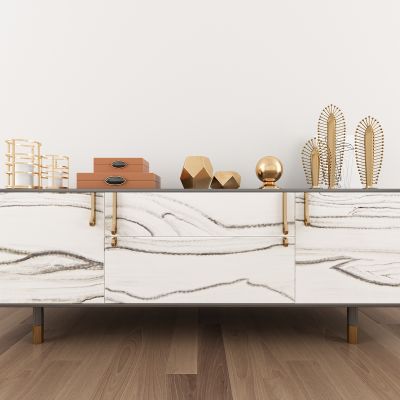 现代轻奢金属边柜摆件组合