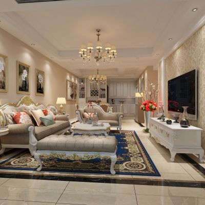 客厅，组合沙发，电视柜，电视墙