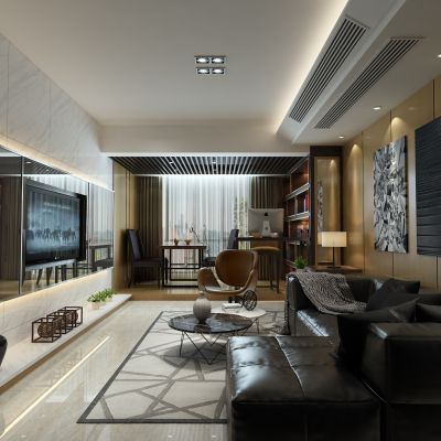 客厅，组合沙发，电视柜，电视墙