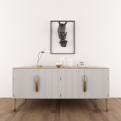 现代复古边柜墙饰组合