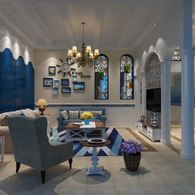 客厅，组合沙发，电视柜，电视墙