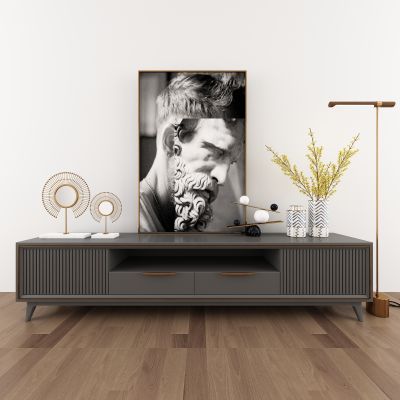 现代轻奢边柜单椅落地灯组合