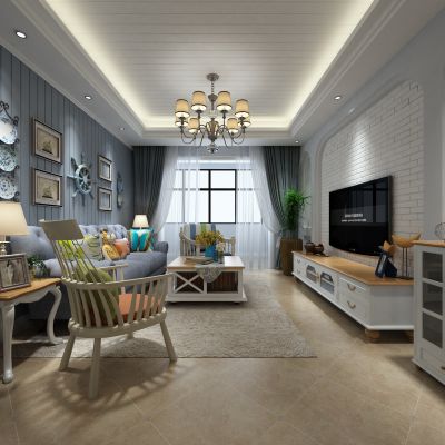 客厅，组合沙发，电视柜，电视墙
