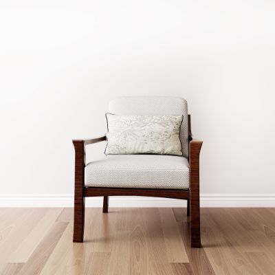 新中式布艺实木单人椅