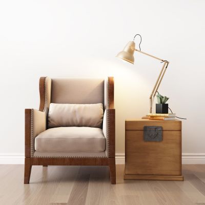 美式单人沙发台灯组合