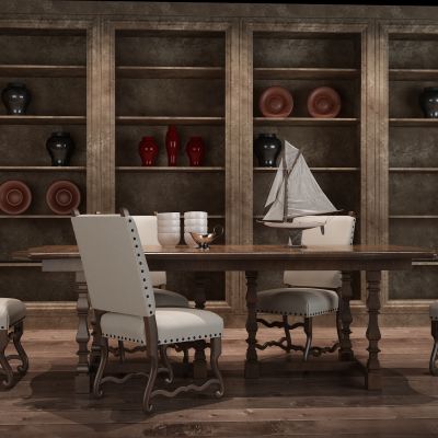 美式餐桌椅组合