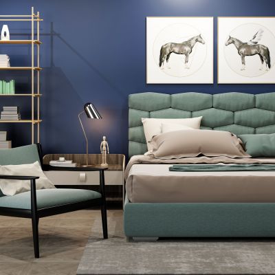 北欧床具组合3D模型