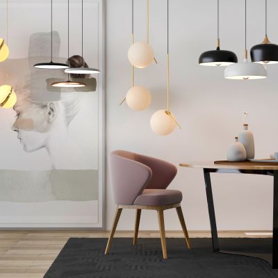 北欧餐桌椅吊灯组合