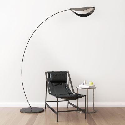 现代休闲单椅落地灯圆几组合