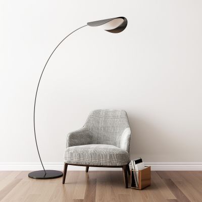 现代格仔布艺单人沙发落地灯组合